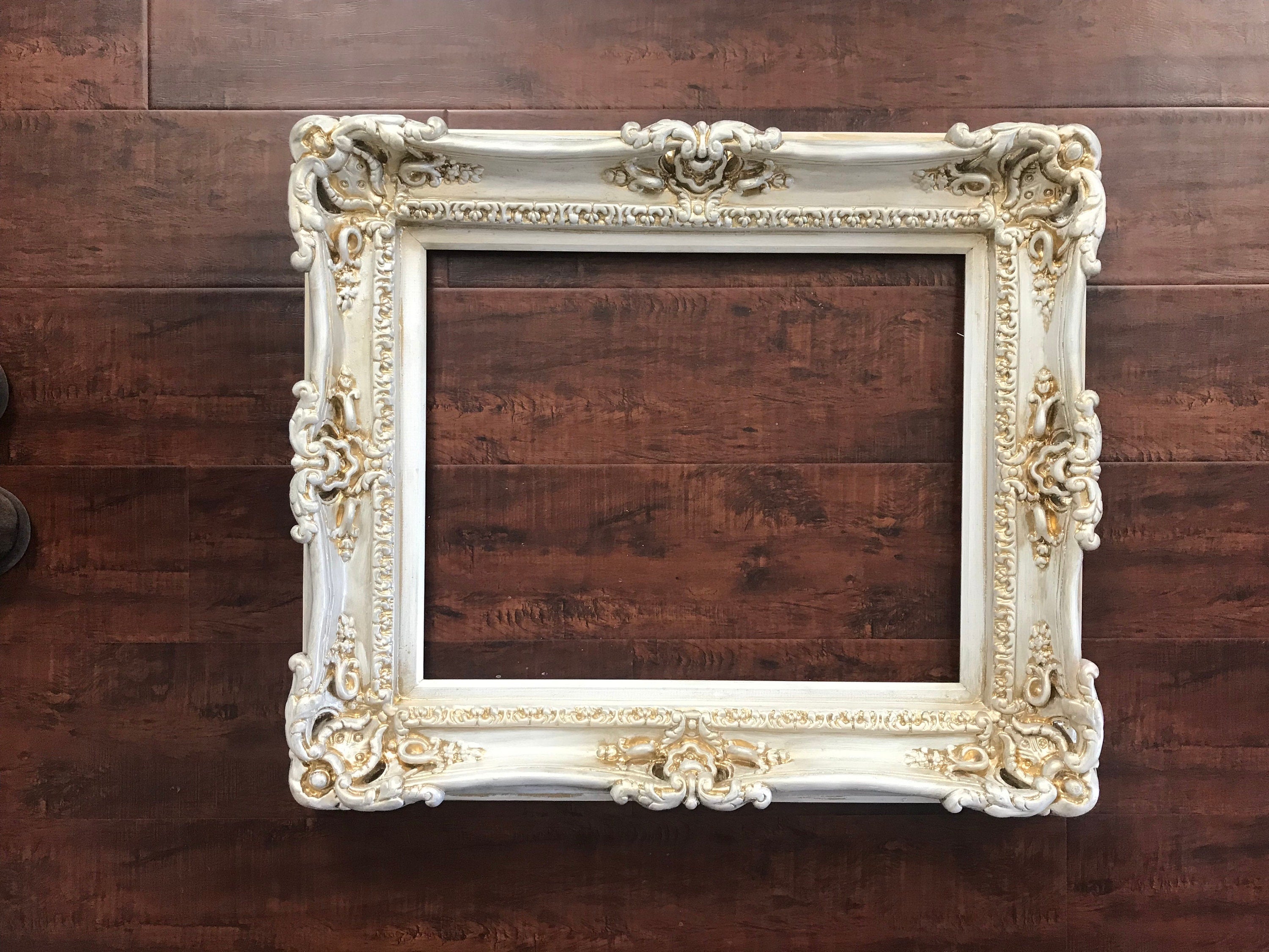 12x16 Vintage Frame, Distressed Picture Frame, Cottage Ornate Wall Frame, Photography