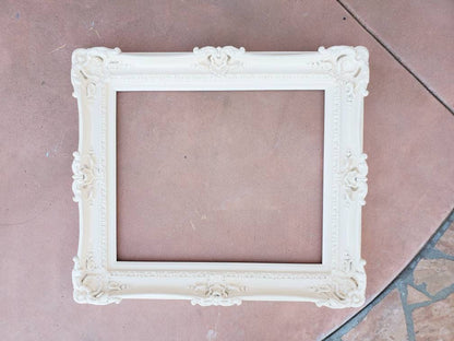 16x20 Ivory Picture Frame, Home Decor Ornate Frame, Fancy Mirror, Colonial Frame