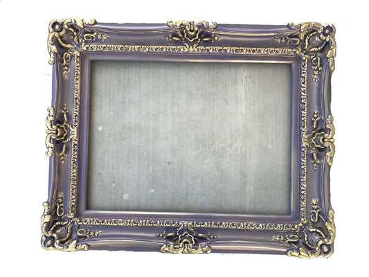 12x16 Vintage photo frame, distressed shabby chic ornate lavender picture frame, colonial