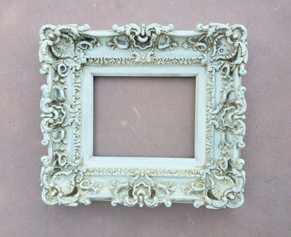 8.5x11 Vintage Frame, Champagne Old Style, Baroque Picture Frame, Cottage Frame