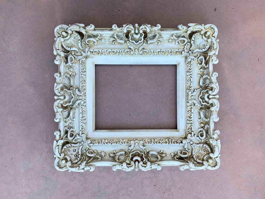 8.5x11 Vintage Frame, Champagne Old Style, Baroque Picture Frame, Cottage Frame