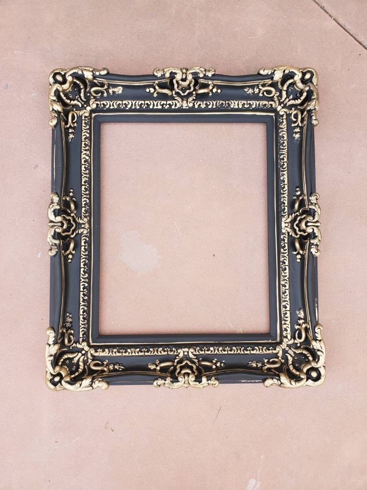 16x20 Matte Black Picture Frame, Ornate Fancy Frame, Victorian Baroque Frame, Gothic