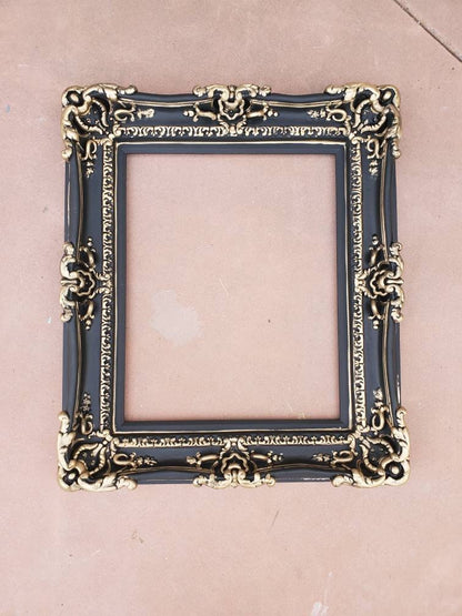 16x20 Matte Black Picture Frame, Ornate Fancy Frame, Victorian Baroque Frame, Gothic