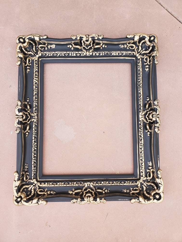 16x20 Matte Black Picture Frame, Ornate Fancy Frame, Victorian Baroque Frame, Gothic