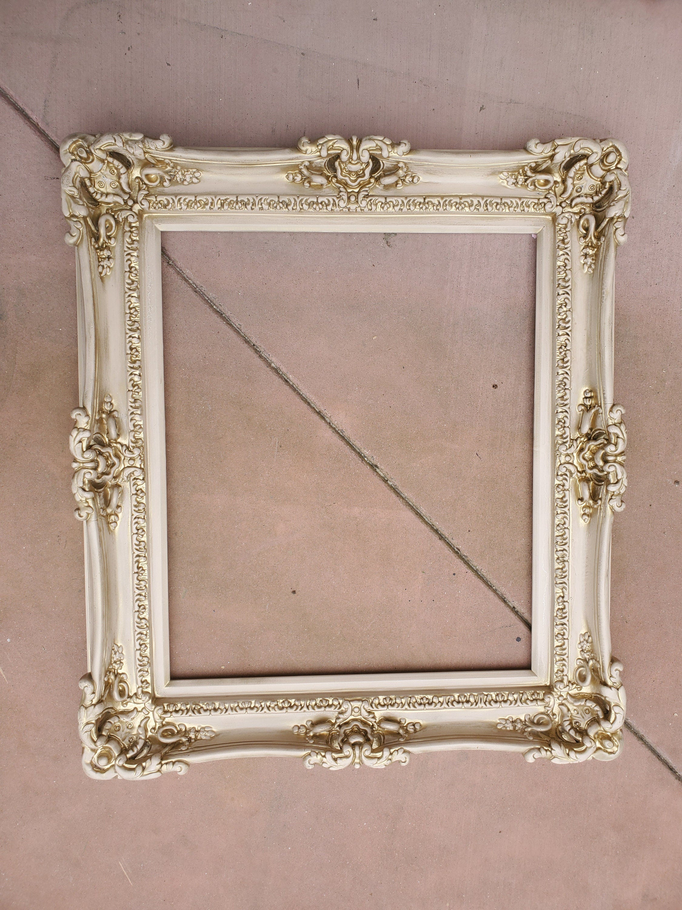 16x20 Distressed Vintage Frame, Shabby Chic Style, Ornate Wedding Frame, Cottage Chic