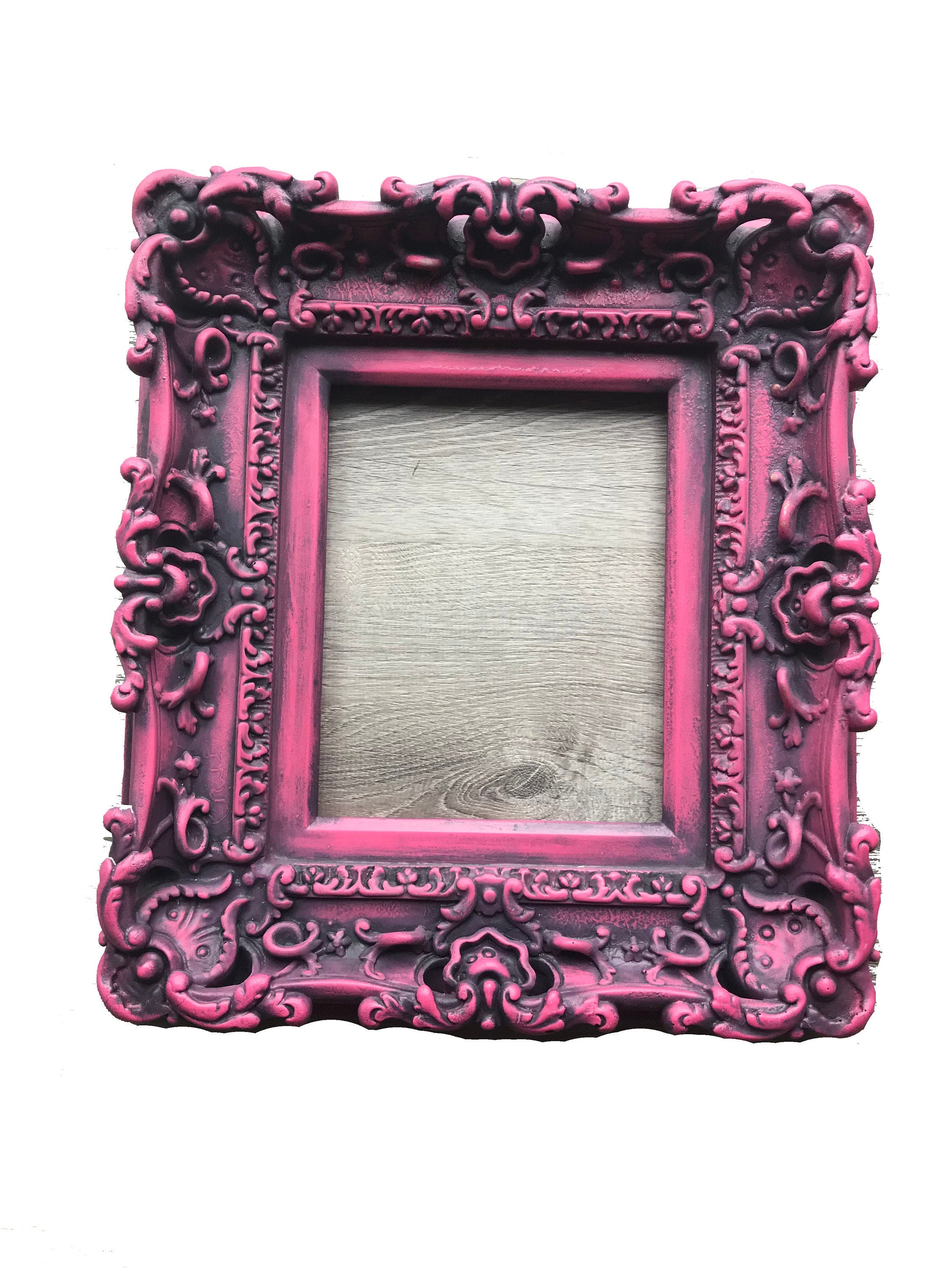 8x10 Vintage Berry Pink Frame, Baroque Ornate Frame, Picture Frame, Cottage Frame