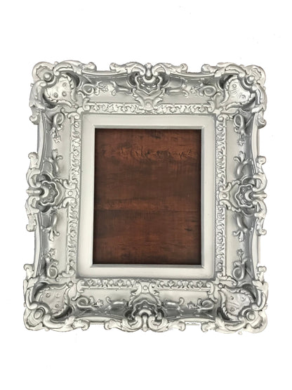 8.5x11 Silver Frame, Baroque Ornate Picture Frame, Fancy Small Photo Frame, Art Frame