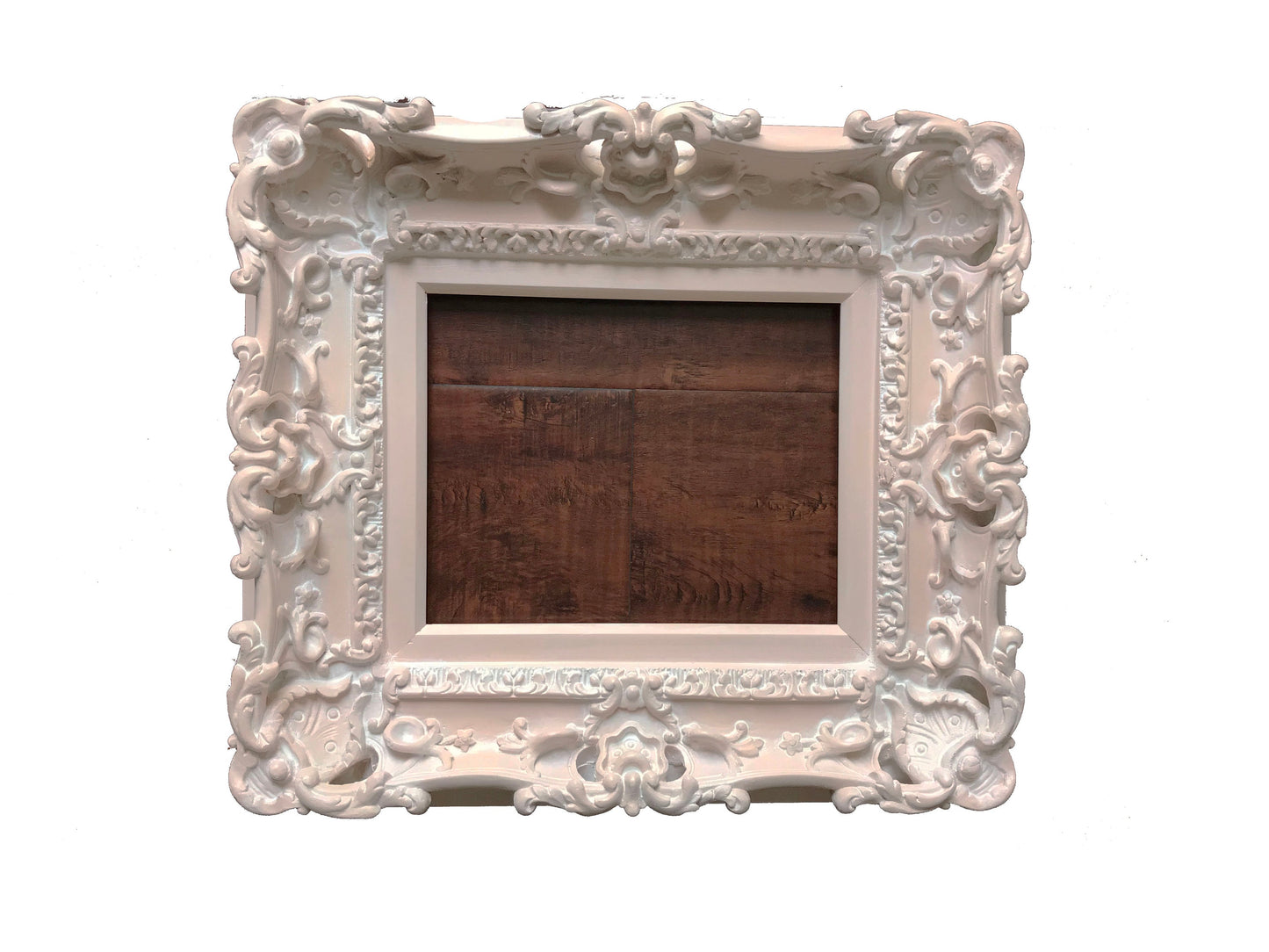 8.5x11 Vintage Picture Frame, Distressed Peach Frame, Original French Fancy Frame