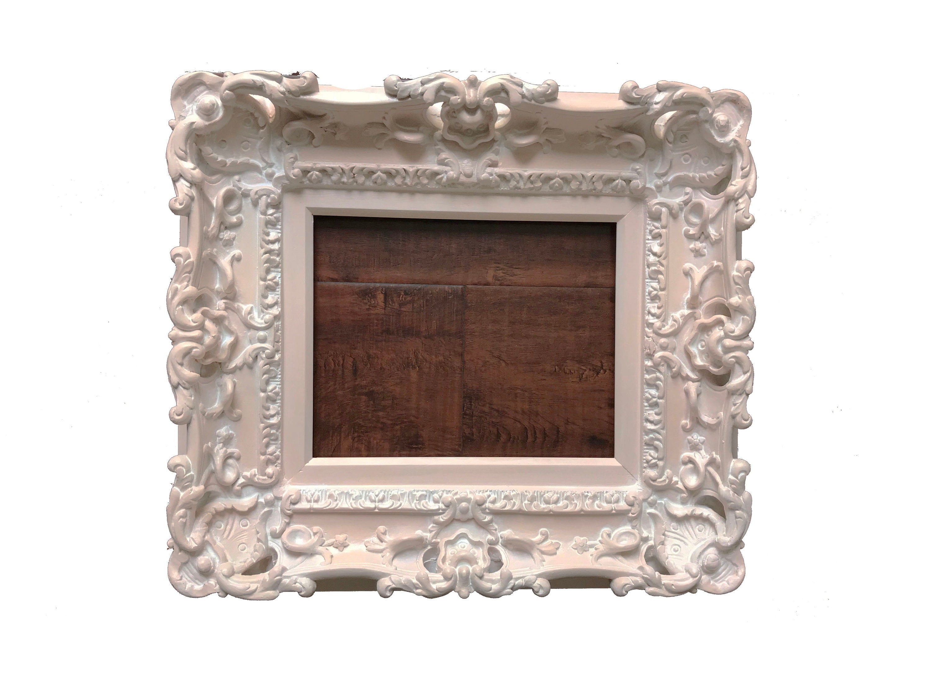 8x10 Shabby Picture Frame, Ornate Baroque Photo Frame, Vintage Distressed Peach Frame