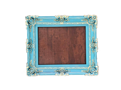 12x16 Turquoise picture frame, shabby chic photo frame, ornate frame, fancy frame, boho