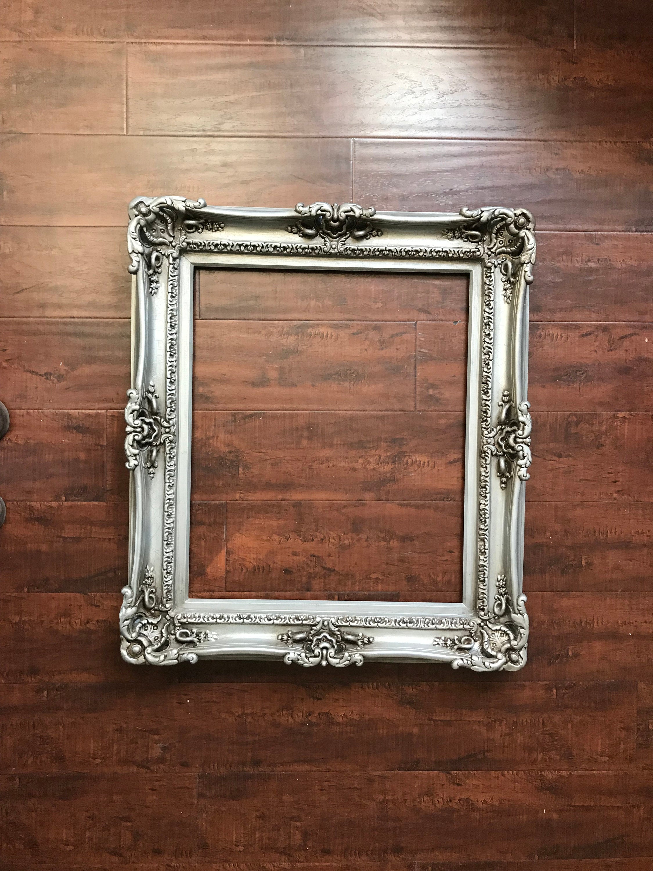 12x16 Vintage Silver Frame, Ornate Picture Frame, Wedding Fancy Frame, Classic Frame