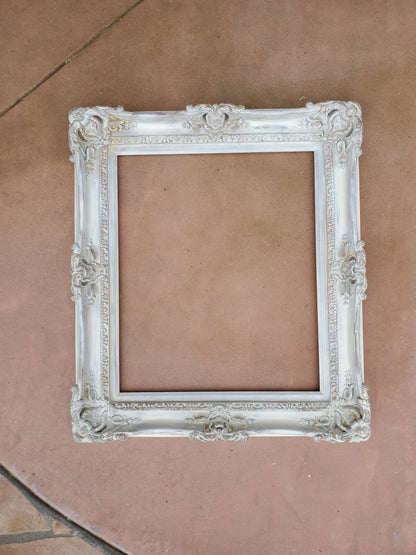 20x24 Vintage White Shabby Chic Picture Frame, Fancy Original Frame