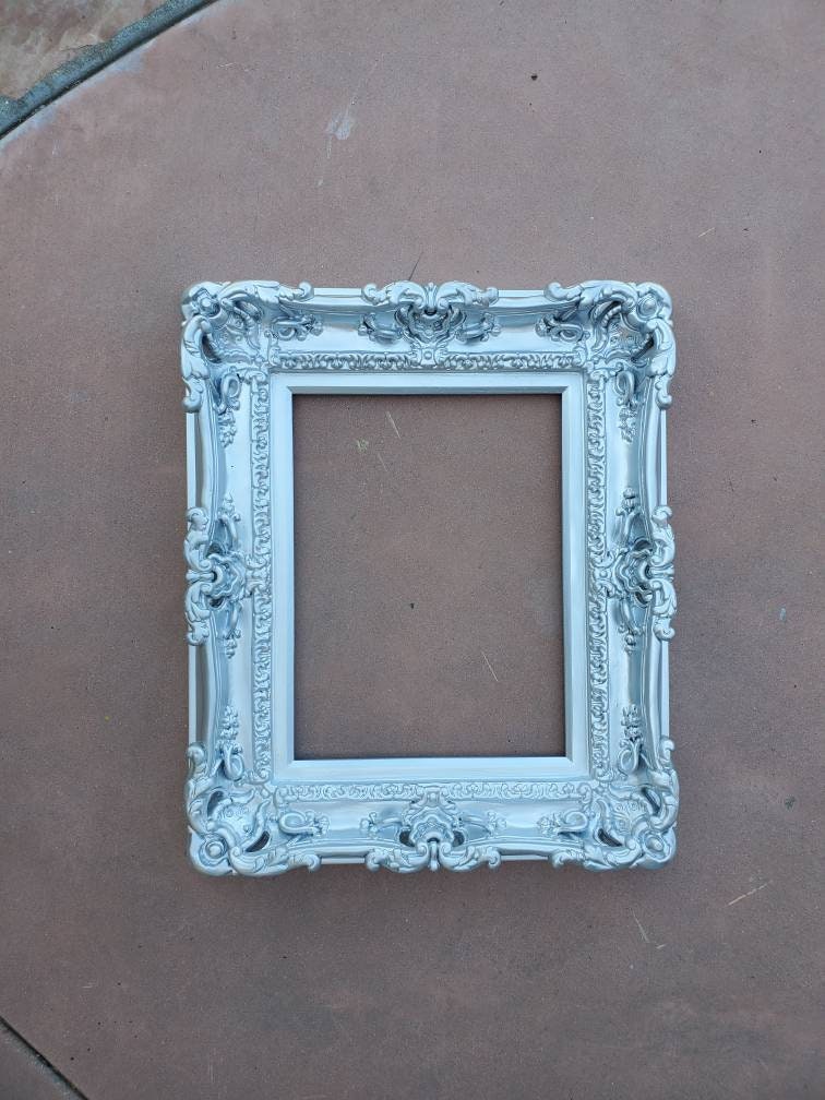 12x16 Silver Picture Frame, Classic Fancy Frame, Photo Frame, Mid Century Frame