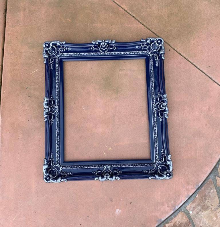 16x20  Navy Blue Picture Frame, Baroque Photo Frame, Ornate Wall Mirror, Wedding Gift