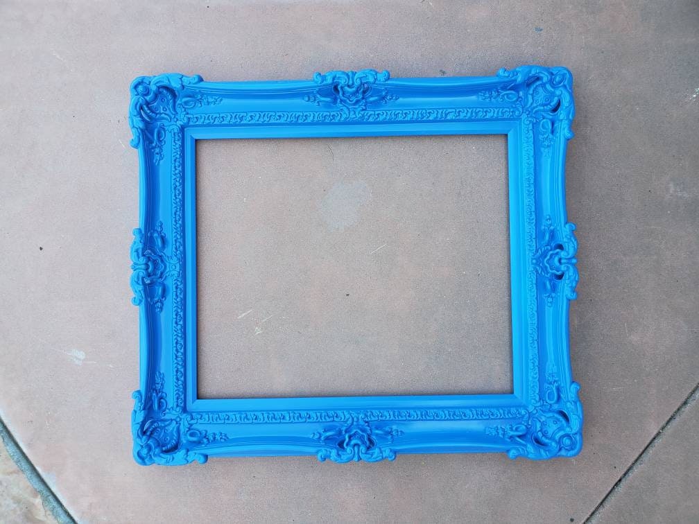 16x20 Bright Blue Picture Frame, Modern Photo Frame, Original Frame, Cottage Ornate Frame
