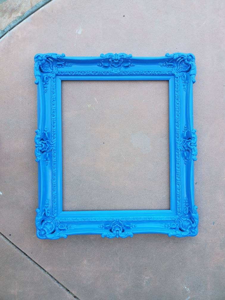 16x20 Bright Blue Picture Frame, Modern Photo Frame, Original Frame, Cottage Ornate Frame