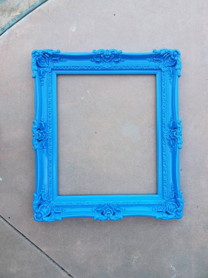 16x20 Bright Blue Picture Frame, Modern Photo Frame, Original Frame, Cottage Ornate Frame