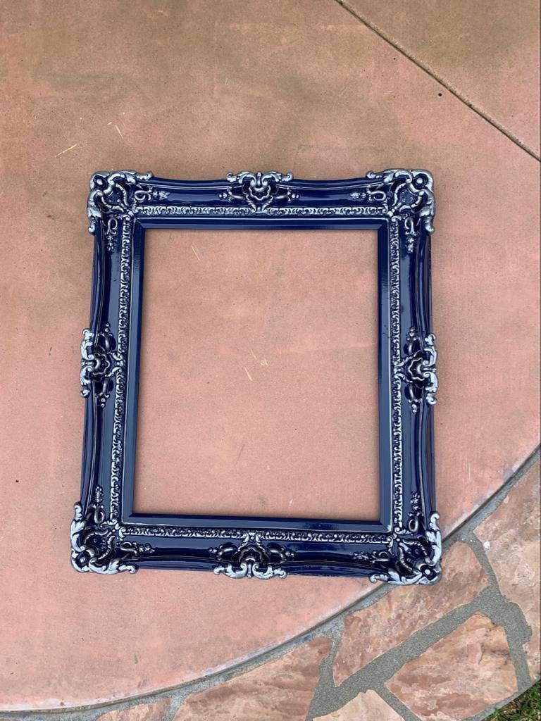 16x20  Navy Blue Picture Frame, Baroque Photo Frame, Ornate Wall Mirror, Wedding Gift