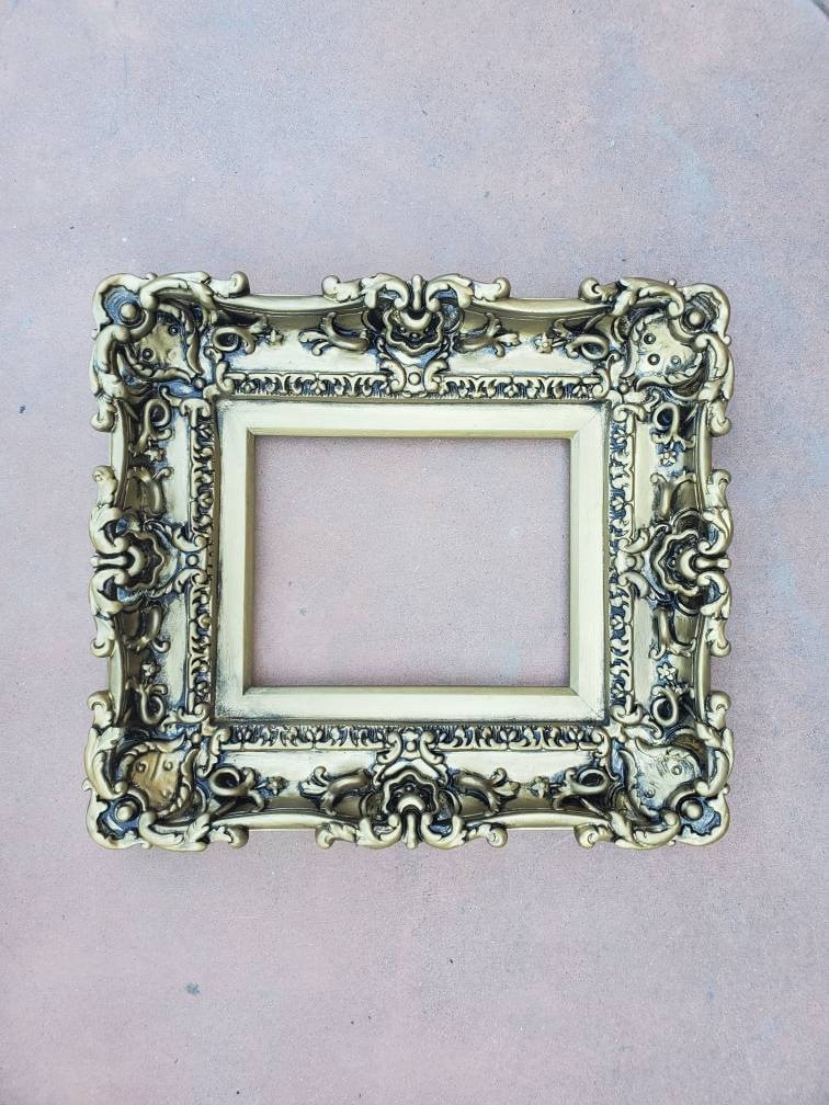 8.5x11 Vintage Gold Frame, Ornate Traditional Wall Frame, Mid Century Art Frame, Victorian