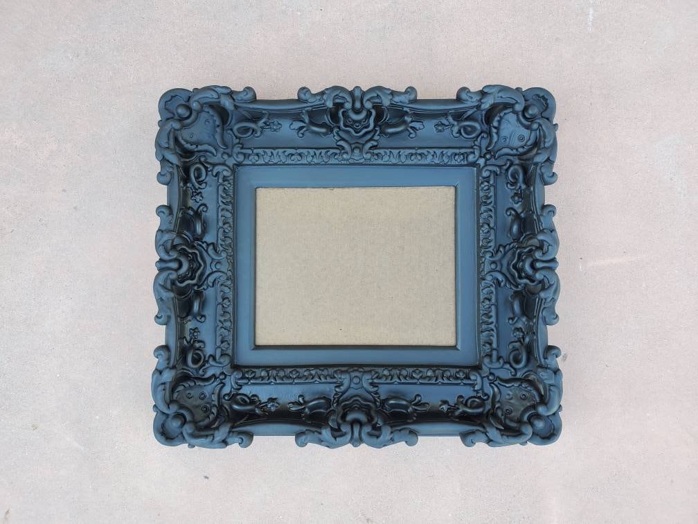 8x10 Matte black photo frame, baroque ornate frame, picture frame, gothic fancy frame