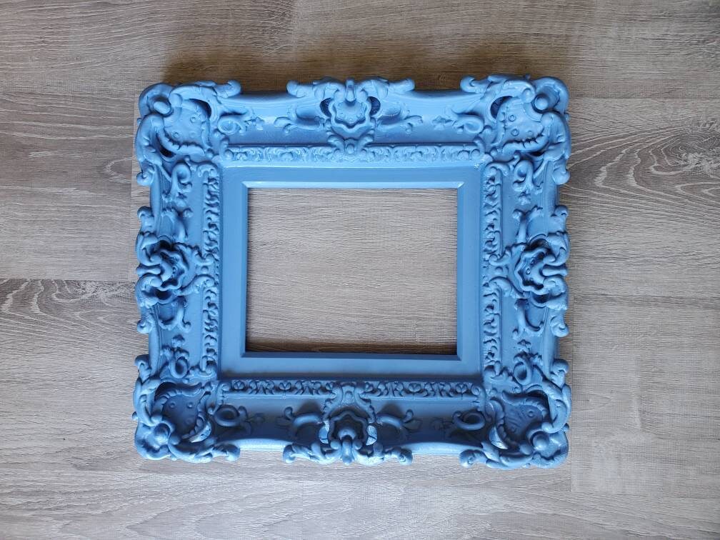 8.5x11 Blue Fancy Frame, Ornate Baroque Photo Frame, Classic Diploma Certificate Size