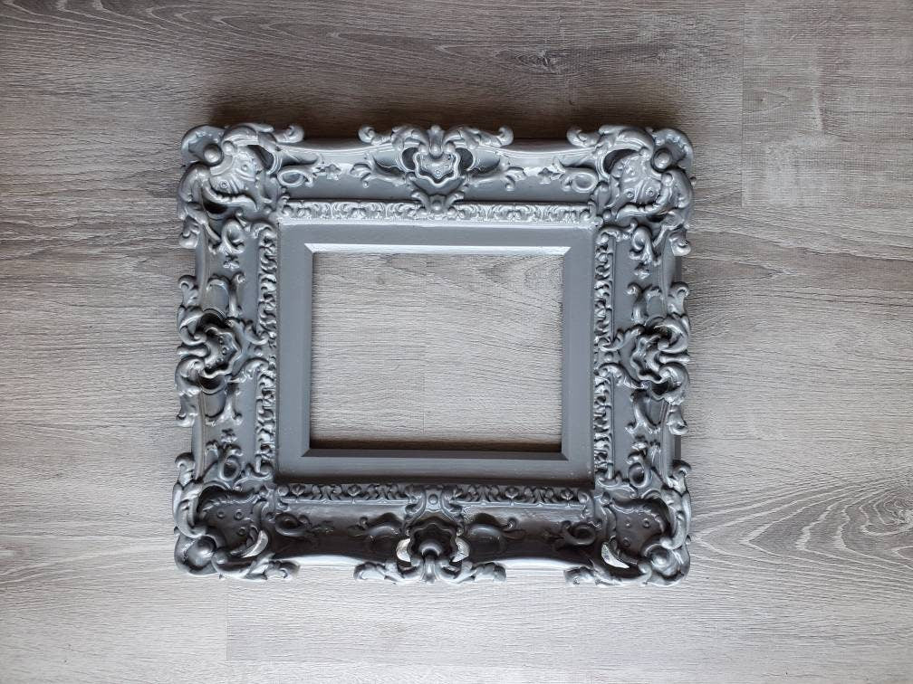 8x10 Gray Picture Frame, Art Baroque Frame, Wall frame, Ornate Picture Frames, Modern