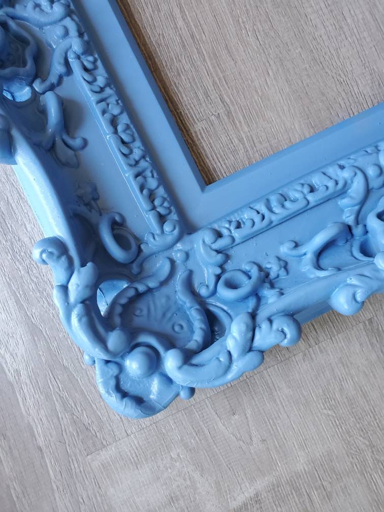 8x10 Blue picture frame, baroque art wall cottage chic frame, photo, art, original frame