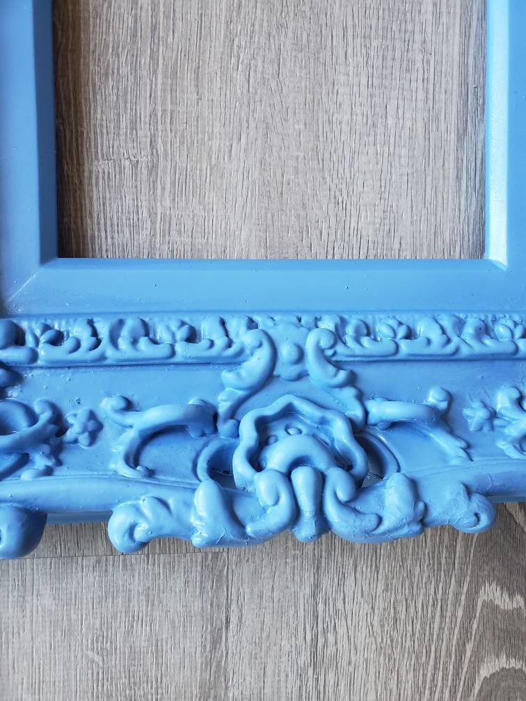 8x10 Blue picture frame, baroque art wall cottage chic frame, photo, art, original frame