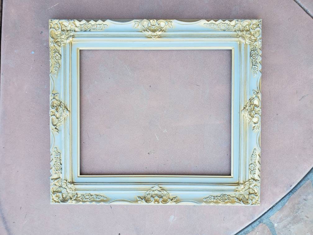 20x24 Distressed Baby Green Photo Frame, Ornate Baroque Fancy Picture Frame