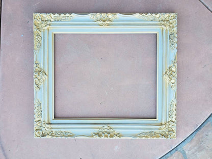 20x24 Distressed Baby Green Photo Frame, Ornate Baroque Fancy Picture Frame