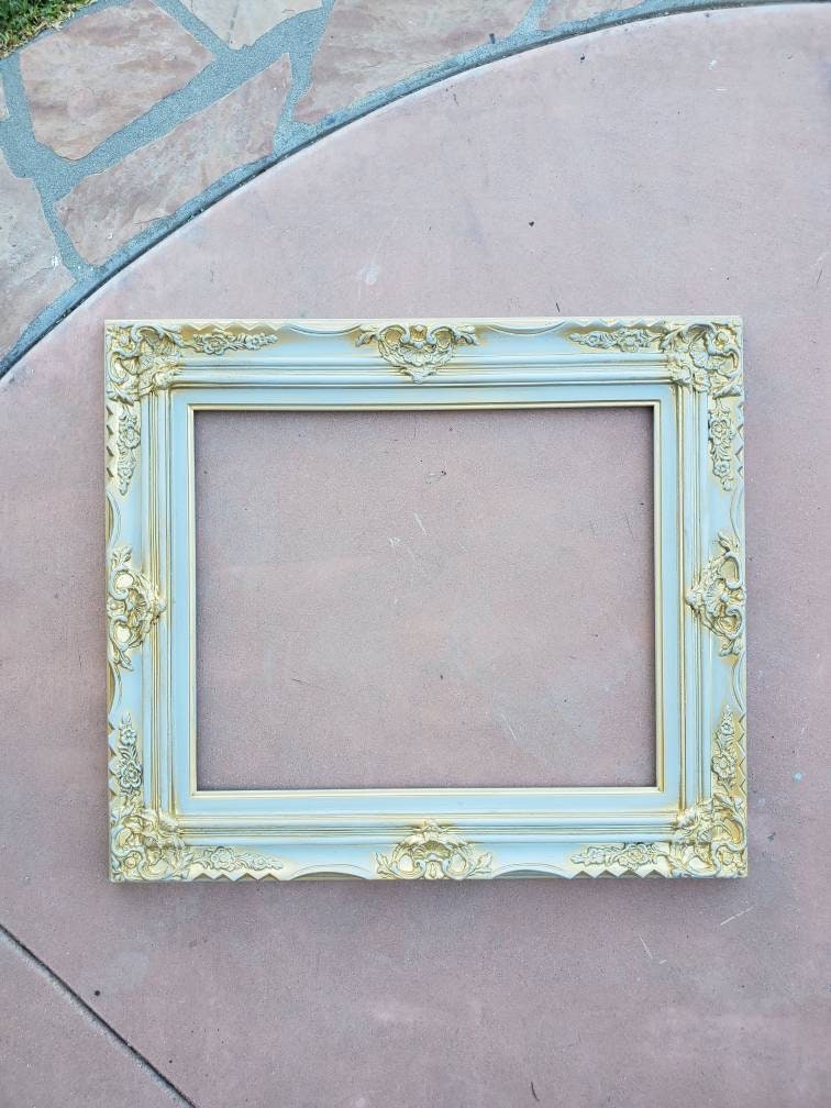 20x24 Distressed Baby Green Photo Frame, Ornate Baroque Fancy Picture Frame