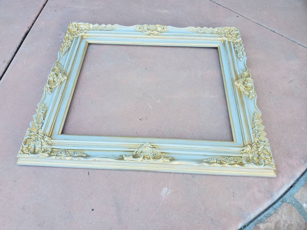 20x24 Distressed Baby Green Photo Frame, Ornate Baroque Fancy Picture Frame