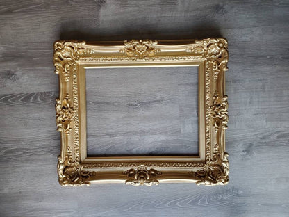 12x16 Victorian Frame, Flat Gold Picture Frame, French Photo Frame, Mid Century Frame