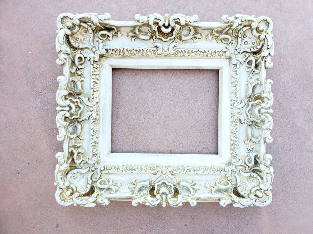 8.5x11 Vintage Frame, Champagne Old Style, Baroque Picture Frame, Cottage Frame