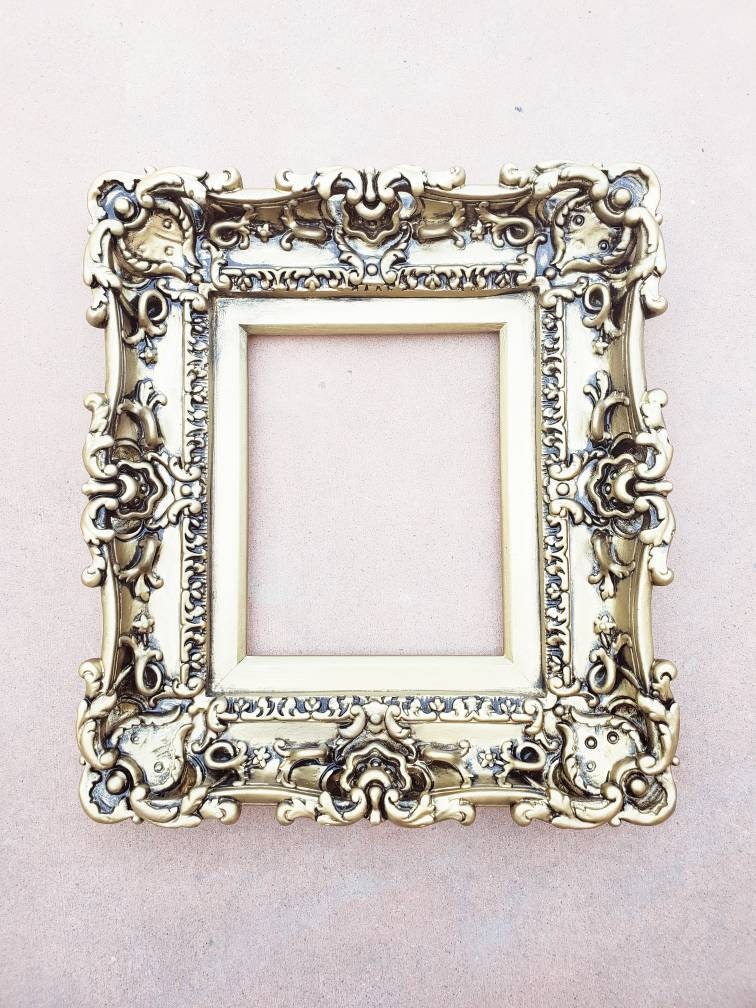 8x10 Antique Gold Picture Frame, Baroque Midcentury Style, Art Painting Fancy Frame