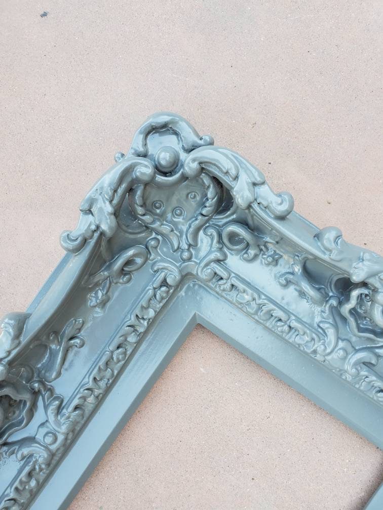 8x10 Gray Photo Frame, Baroque Frame, Ornate Picture Frame, Fancy Wall Frame, Artwork