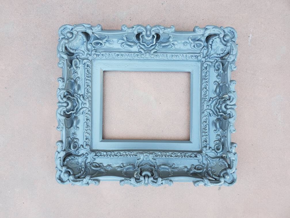 8x10 Gray Photo Frame, Baroque Frame, Ornate Picture Frame, Fancy Wall Frame, Artwork