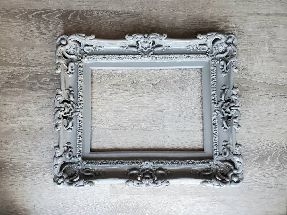 12x16 Gray Picture Frame, Ornate Frame, Baroque Photo Frame, French Fancy Frame