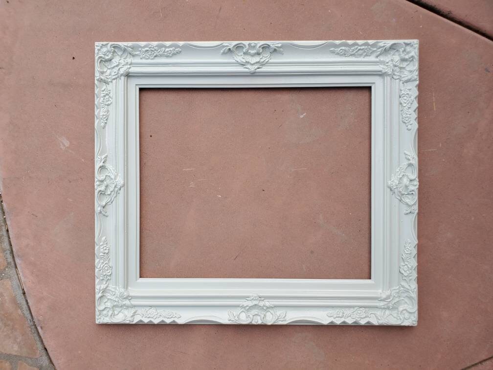 20x24 White Picture Frame, Fancy Traditional Baroque Frame, French Frame