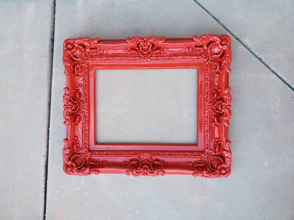 12x16 Bright Red Frame, Ornate Picture Frame, French Chic Frame, Kid's Room, Fancy Frame