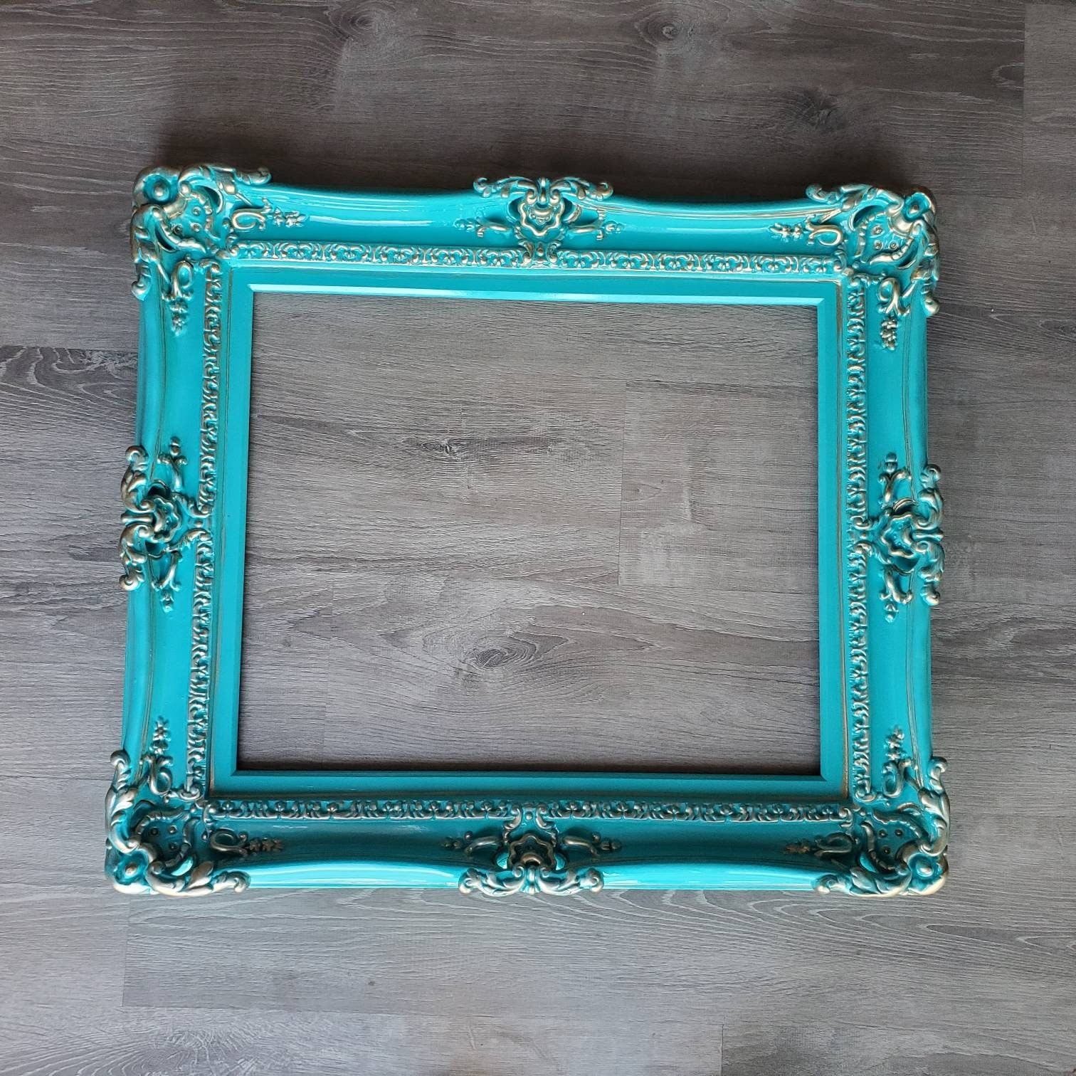 20x24 Vintage Shabby Picture Frame, Turquoise Gold, Painting Artwork Ideas