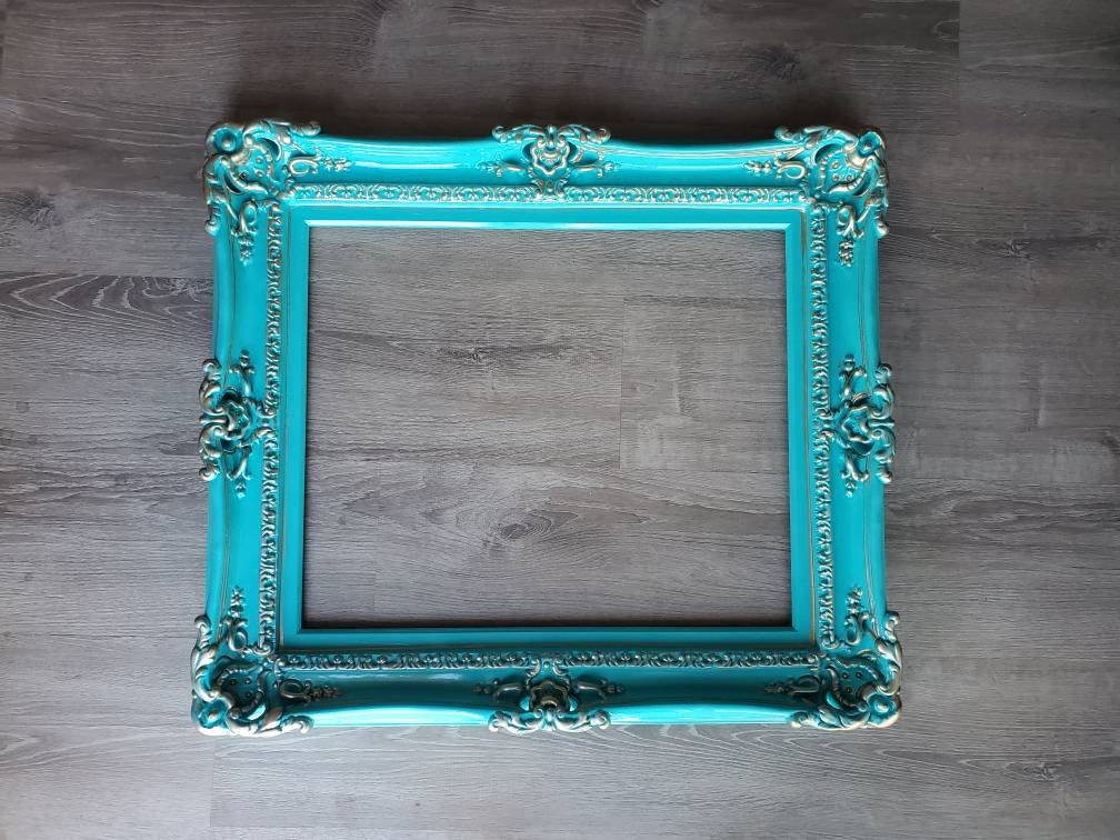 20x24 Vintage Shabby Picture Frame, Turquoise Gold, Painting Artwork Ideas