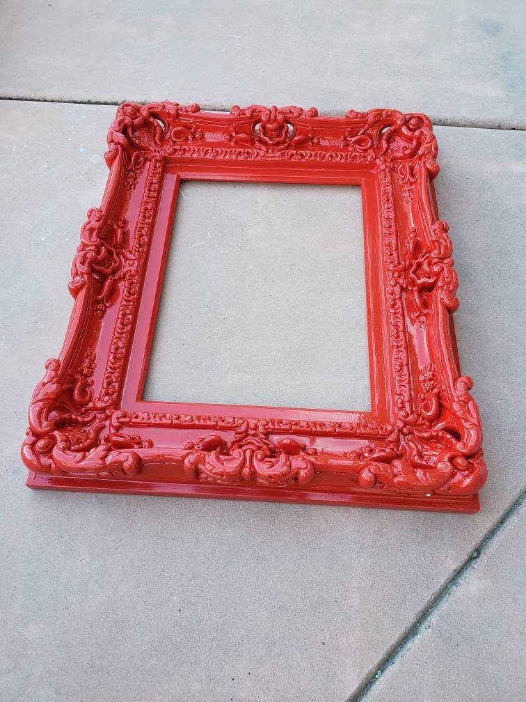 12x16 Bright Red Frame, Ornate Picture Frame, French Chic Frame, Kid's Room, Fancy Frame