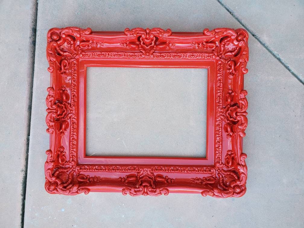 12x16 Bright Red Frame, Ornate Picture Frame, French Chic Frame, Kid's Room, Fancy Frame