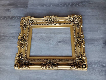 12x16 Vintage Gold Photo Frame, Colonial Baroque Ornate Frames, Distressed Frames