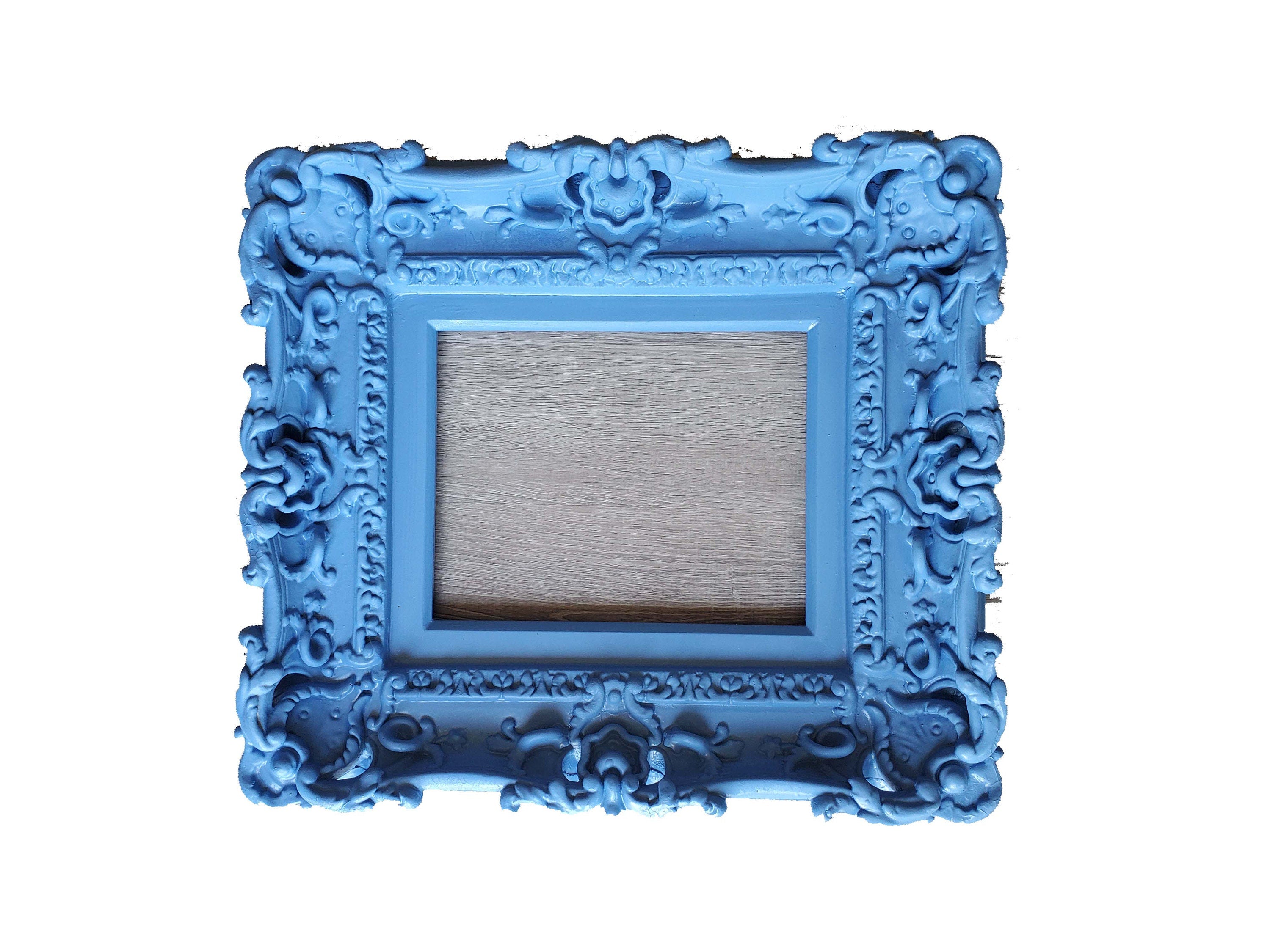 8x10 Blue picture frame, baroque art wall cottage chic frame, photo, art, original frame