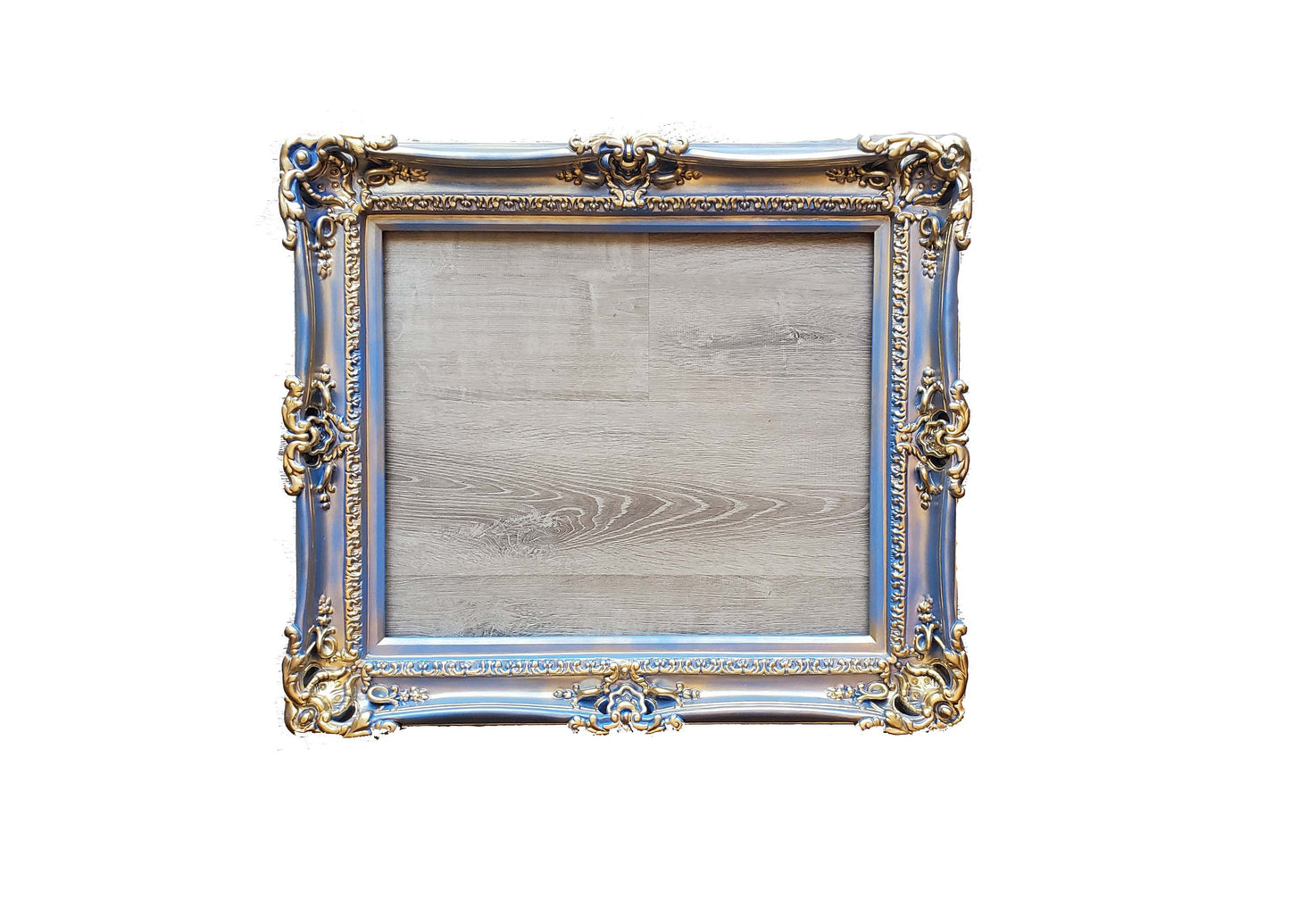 16x20 Baroque Blue Golden Photo Frame, Ornate Original Frame Style