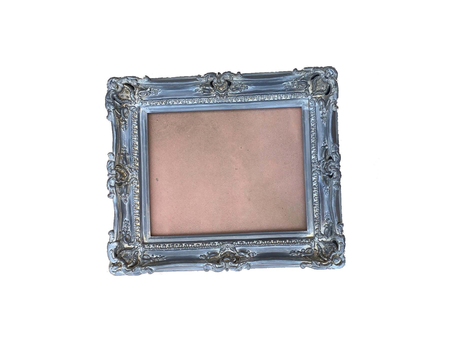 12x16 Vintage Gray Picture Frame, Shabby Chic Photo Frame, Fancy Baroque Frame