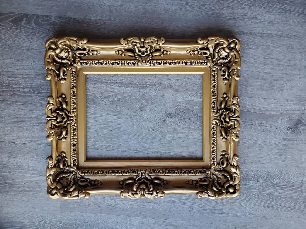 12x16 Vintage Gold Photo Frame, Colonial Baroque Ornate Frames, Distressed Frames