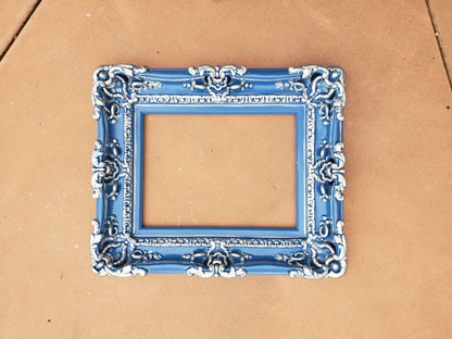 12x16 Kids blue picture frame, ornate decorative baroque traditional frame, art fancy frame